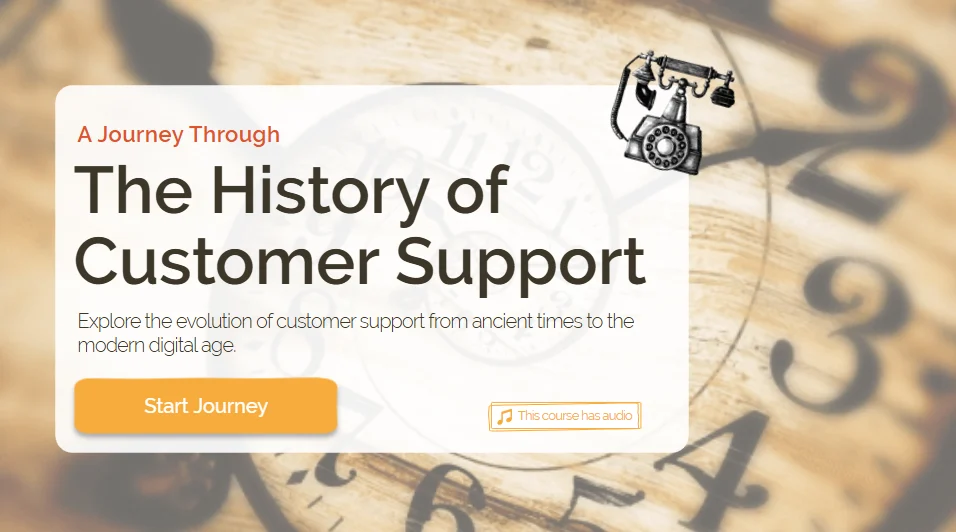 Title screen of The History of Customer Support course